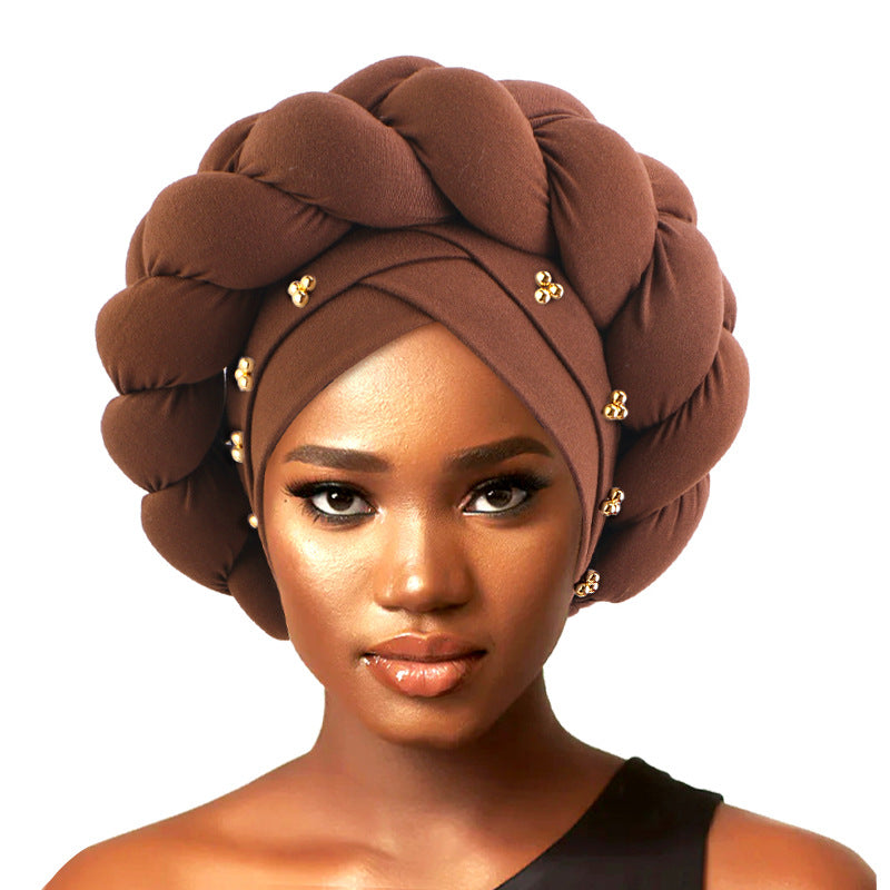 Cross-border supply African hat three-dimensional sponge hemp flower braid headscarf hat ethnic style clothing hat