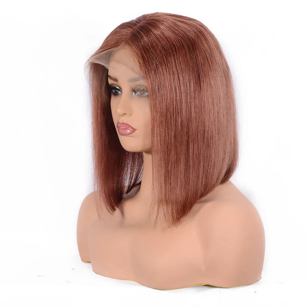 Bob Human Hair Short Wigs Middle Length Straight Lace Front Wig 14 Inches