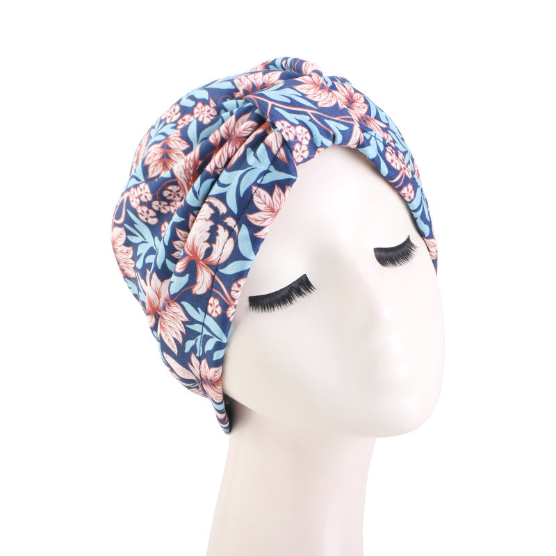 Cross border amoeboid printed knotted cap, double-layer color Ding lining, head covering cap, headscarf cap, chemotherapy cap TJM-410