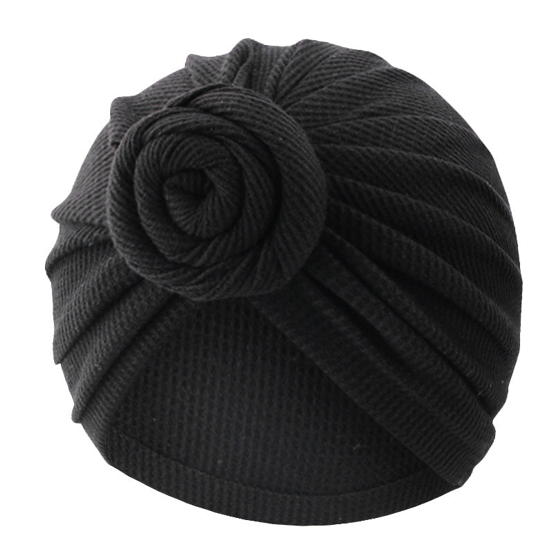 New Waffle Cotton Floral Turban Hat, Donut Knot Pullover Hat, Cross-Border Supply Jdt-282K