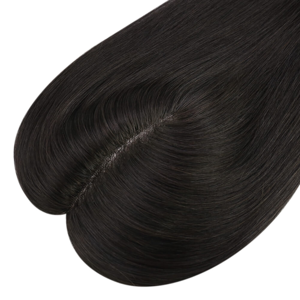 3*5inch Mono Hair Topper Remy Human Hair Natural Black (#1B) Wigs Hair Piece