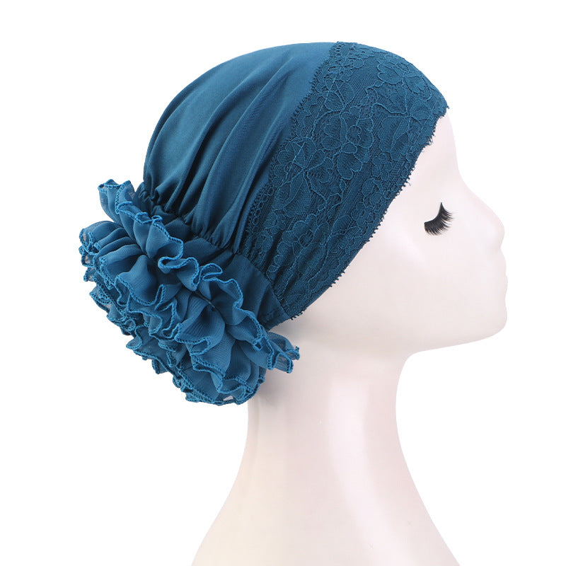 Cross-Border New Lace Turban Hat, Turban Hat, Pullover Hat, Hair Care Hat Jdt-507