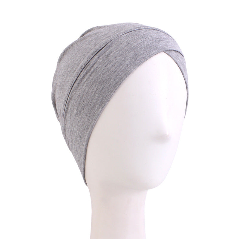 Amazon's New Elastic Cross-Over Indian Hat, Solid Color Modal Cotton Base Hat Jdt-50A