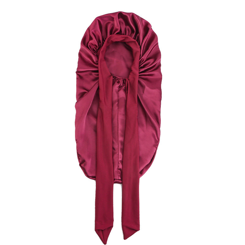 Cross-border Wide-brimmed Stretch-in Long Ribbon Scarlet Nightcap Long Barrel Hair-care Hat Band Tape Hood JDB-446V