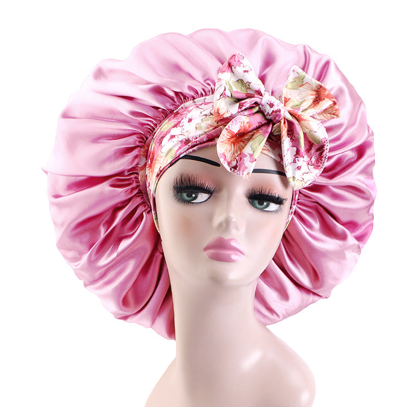 Oem Custom Printed Elastic Ribbon Satin Sleep Cap, African Headscarf Hat, Professional Sleep Cap Source Factory