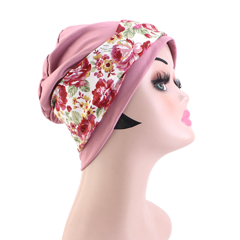 New Cross-Border Bohemian Style Printed Cross-Turban Hat, Elastic Head Wrap Hat, Hair Care Hat Jdt-505