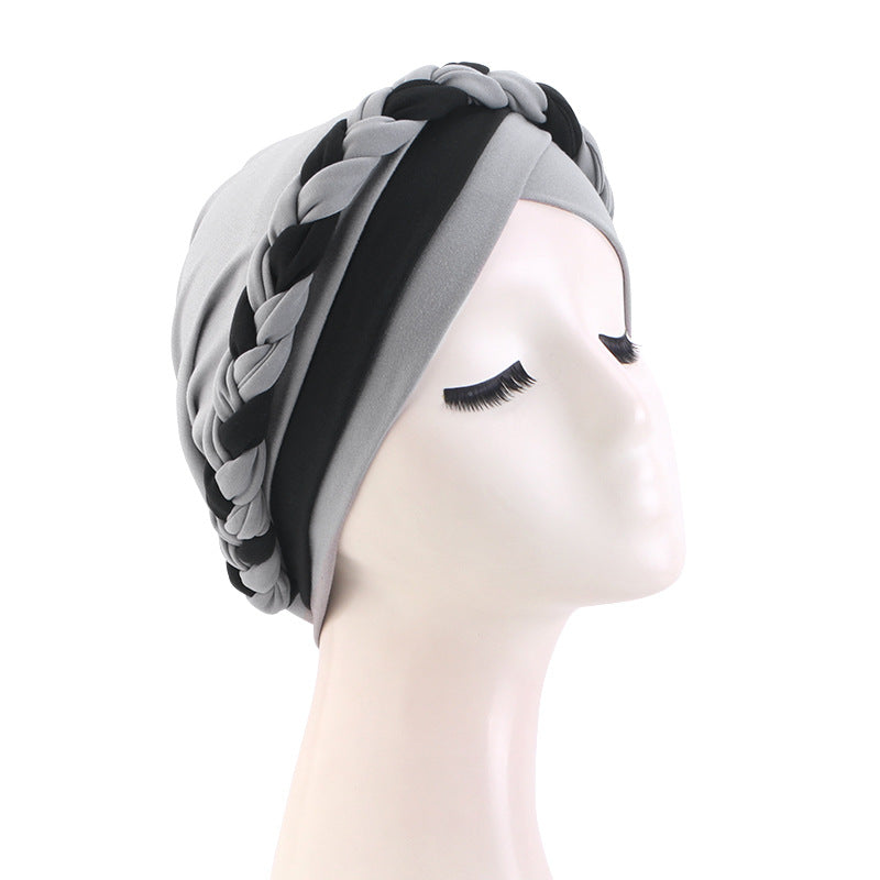 Amazon Supply Two-Color Turban Hat, Braided Chemotherapy Hat, Confinement Hat, Turban Jdt-429J
