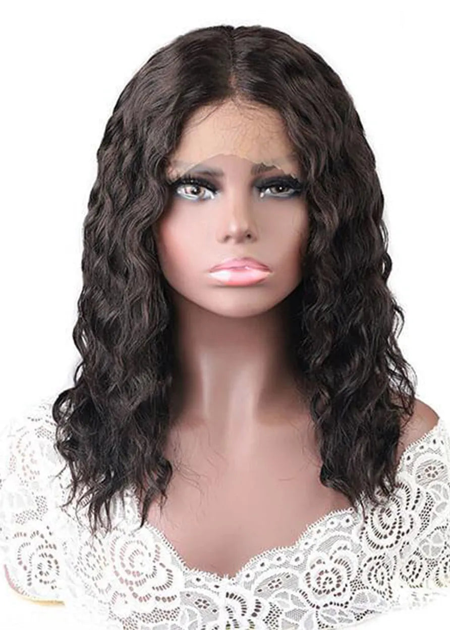 Wet And Wavy Hair Wigs Water Wave Middle Part Pre Plucked Lace Front Wigs 18Inch