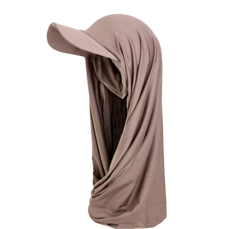 Ethnic brim headscarf hat brim scarf integrated hat wrap headscarf outdoor toe cap sun hat JDBQM-76E