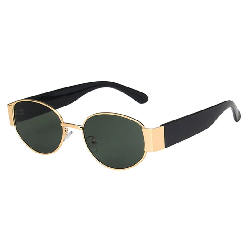 Vintage Style Women's Metal Ftame Resin Lens Oval Shape Sunglasses