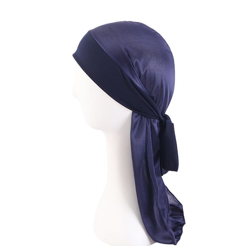 Cross-Border New Elastic Ribbon Imitation Silk Pirate Hat Cloak Baotou Hat Strap Turban Hat Durag