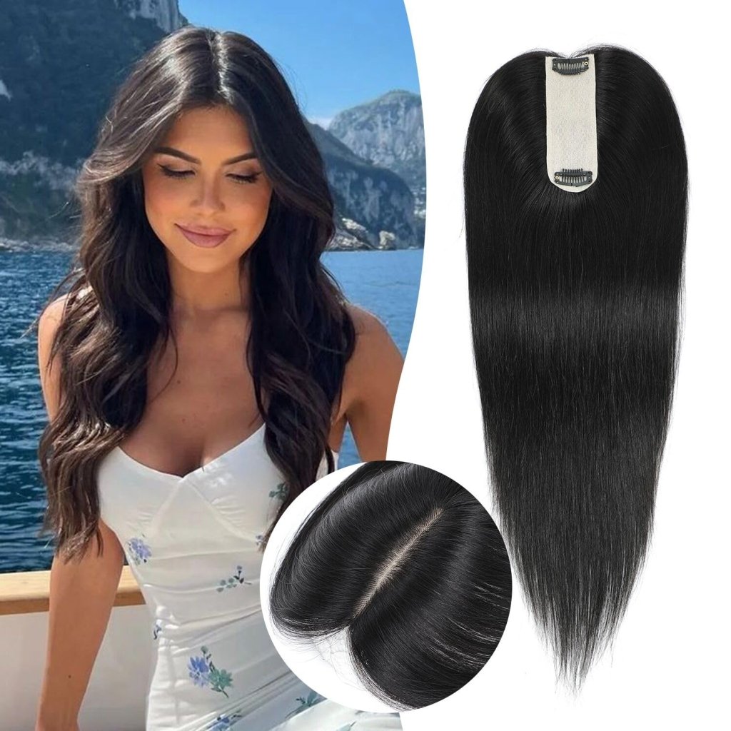 Hair Toppers for Women Real Human Hair 16 Inch for Thinning Hair
