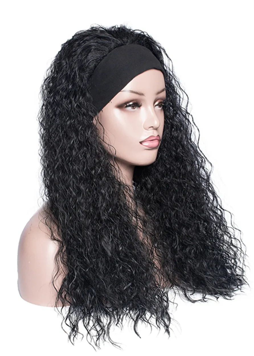 Headband Wig Kinky Curly Synthetic Hair Wigs for Black Women