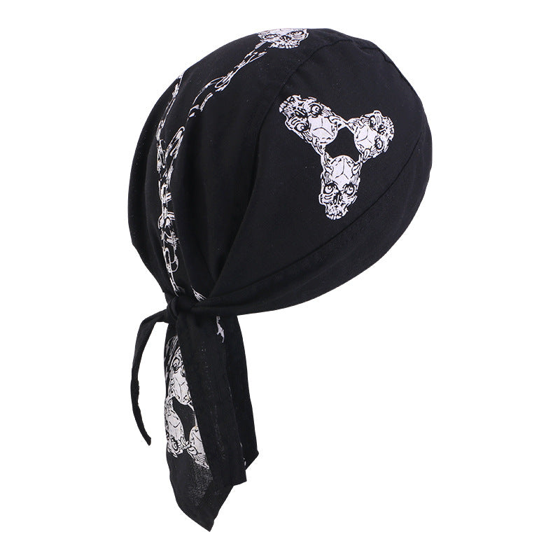 New Flame Print Pirate Hat for Men and Women, Hip-Hop Street Dance Ribbon Headwrap, Cycling Hat Jdd-09E