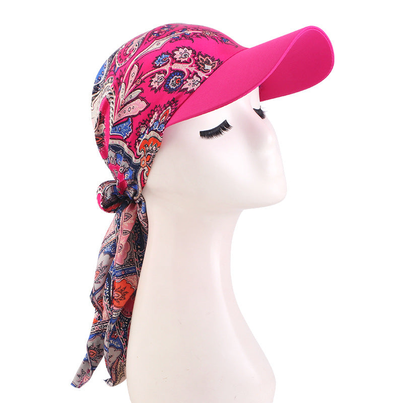 New Satin Square Scarf Hat with Brim, Outdoor Sunshade Turban Hat, Sunshade Cloth Hat Jdt-234J