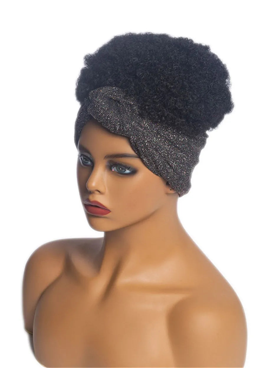 African American Headband Wig Afro Curly Synthetic Hair
