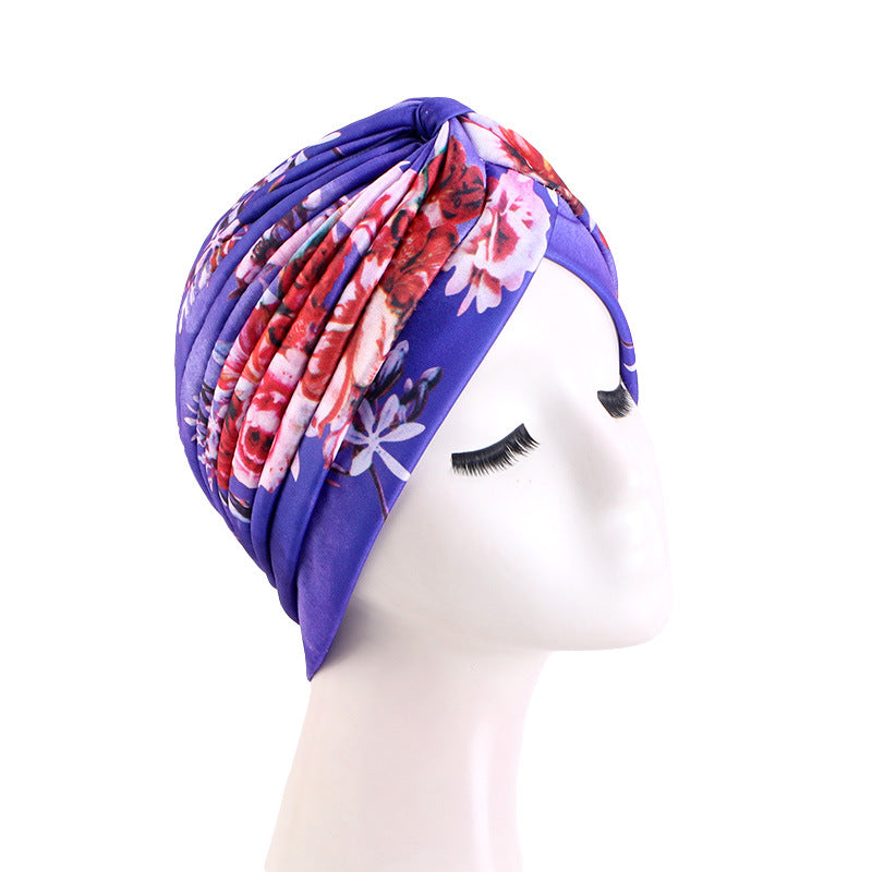 Tie-Dyed Pleated Turban Hat, Indian Hat, Base Hat, Head Wrap Hat Tjm-45
