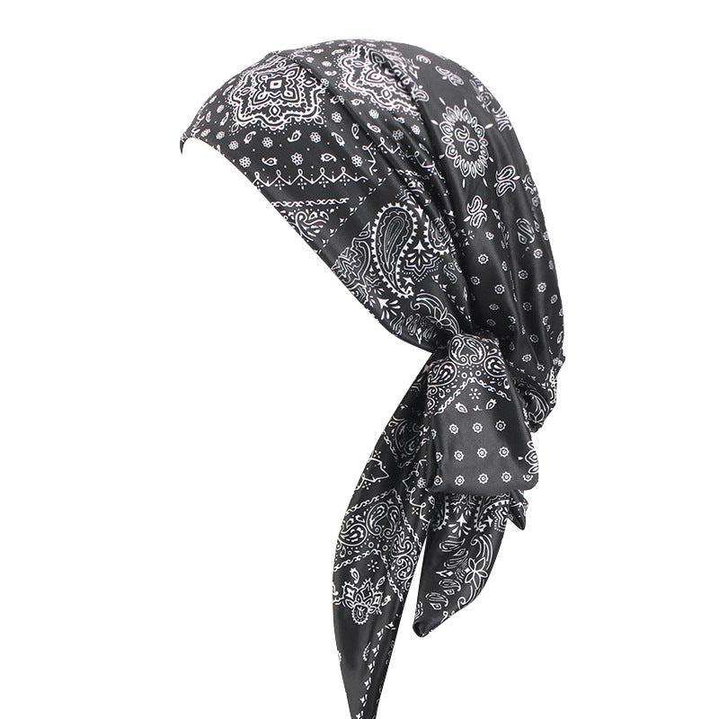 New Cross-Border Supply of Elastic Printed Ribbon Headscarf Hats, Head Wraps, Base Hats, Chemotherapy Hats