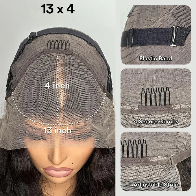 Parrucche ondulate con riflessi biondi 100% capelli umani