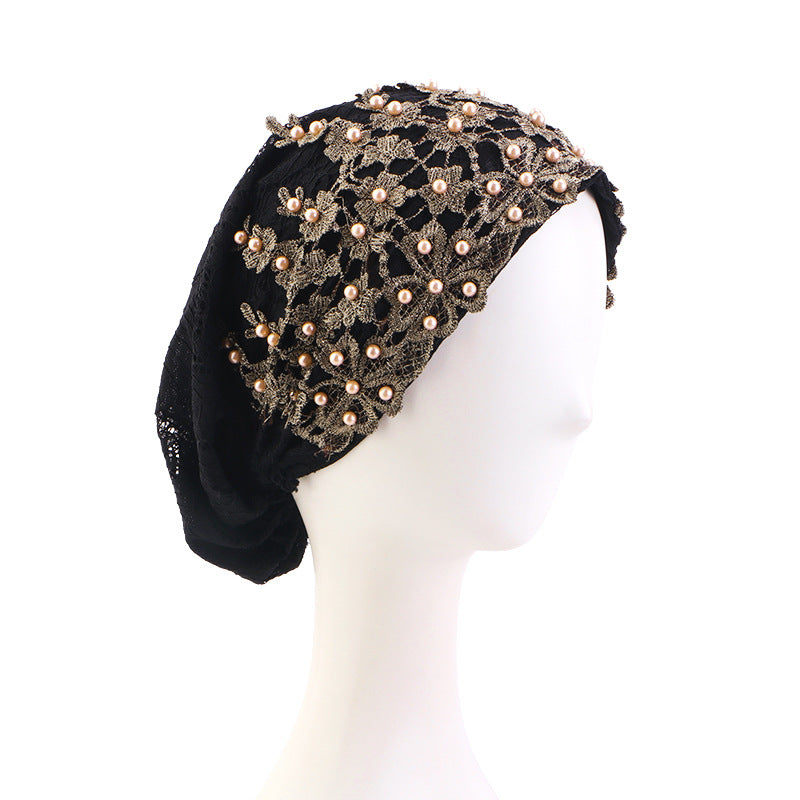 Cross-Border Sequined Beaded Hui Ethnic Hat Turban Hat Hair Care Headscarf Hat Jdt-501A