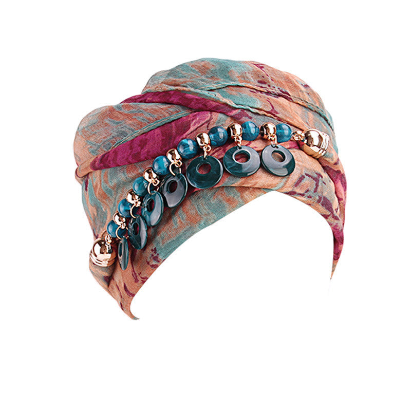 Customized Logo Bali Yarn Necklace Scarf, Ethnic Style Tie-Dye Headscarf Hat, Head Wrap Scarf Wj-22