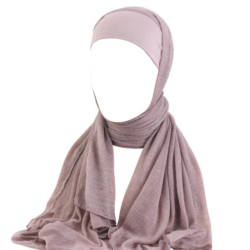 Spring style flat head tied with wrinkled yarn scarf, one-piece hat, head cover, headband, JDWJ-30B