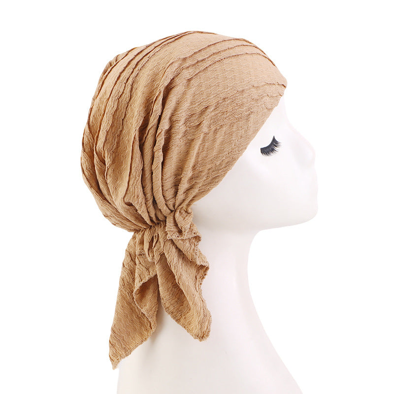 Amazon Bubble Pleated Triangle Cloth Hat Headscarf Hat Sleep Home Maternity Hat Jdt-463E