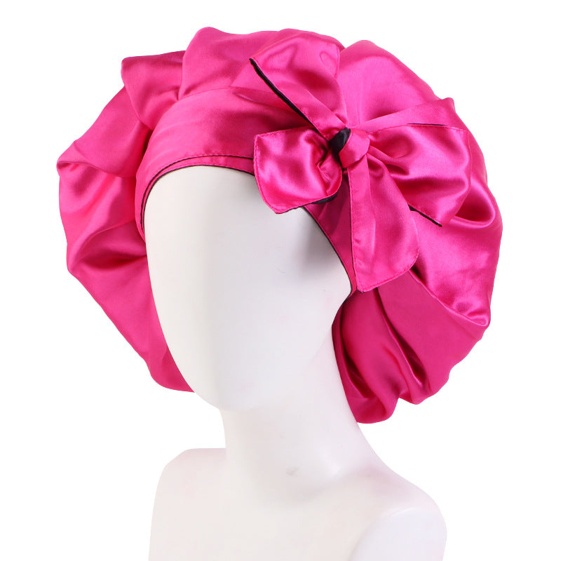 Custom Printed Logo Satin Sleep Cap with Ribbon, Professional Beauty and Makeup Cap, Source Factory Jdb-301N