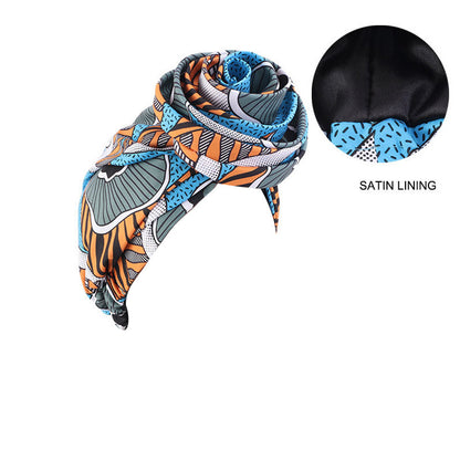 European and American Trendy Satin-Lined Turban Hat, Floral Hat, Amazon Headwrap Hat