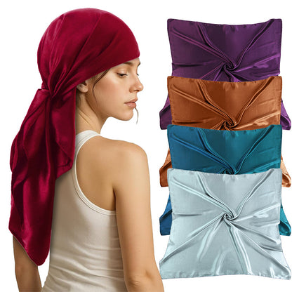 New Amazon Satin Square Scarf, Imitation Silk Pure Color Head Scarf, Ethnic Style Turban Hat Jdwj-28B