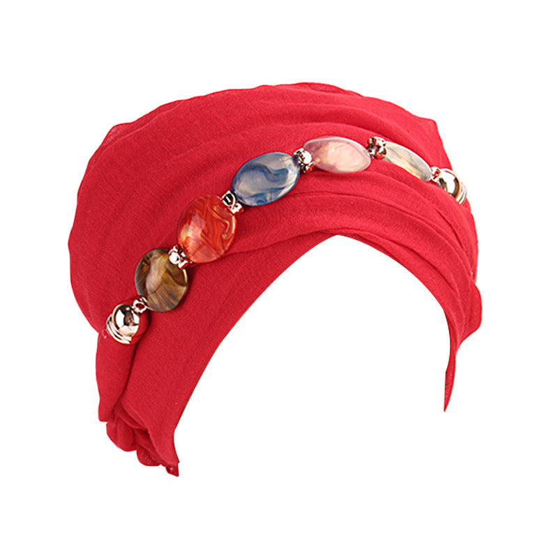 Customized Logo Agate Diamond Necklace Scarf, Balinese Gauze Head Wrap Scarf Hat, Headscarf Hat Wj-21