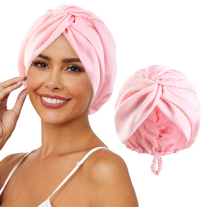 Adjustable Buckle Imitation Silk Cross Nightcap, Twisted Turban Cap, Head Wrap Cap, Hair Care Hat Jdt-473-2