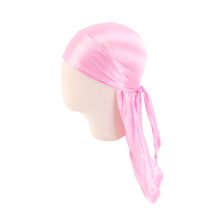 Children's Imitation Silk Pirate Hat Durag Long Tail Turban Hip Hop Cape Hat K-11
