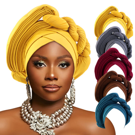 Cross-Border New African Stereo Sponge Twist Hat Turban Hat Cross Ethnic Hat Baotou Hat Jdt-497A