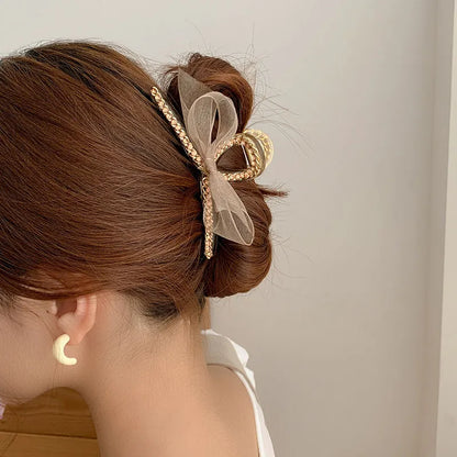 Korean Style Women's Bowknot Pattern Rhinestone Hair Claw Accessories For Party