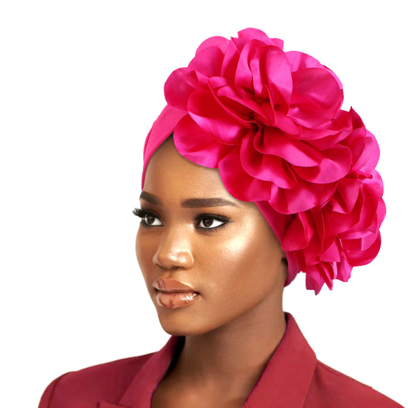 Ethnic style oversized flower headscarf hat African style toe cap wedding party hat JDT-12D