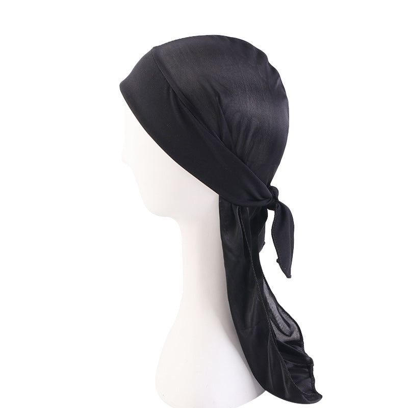 Cross-Border New Elastic Ribbon Imitation Silk Pirate Hat Cloak Baotou Hat Strap Turban Hat Durag