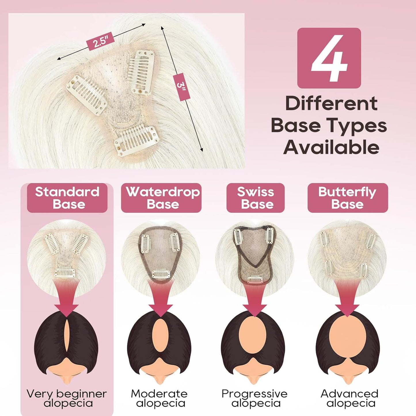 Real Human Hair Topper 10 inch Women Hair Toppers for Thinning Hair Light Grey Wigs