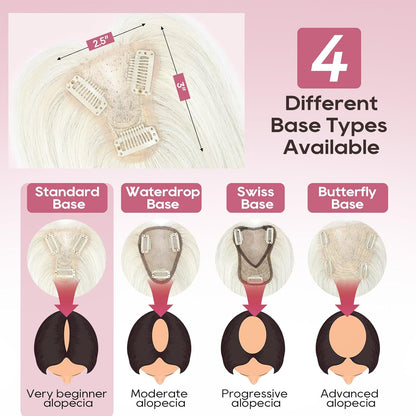 Real Human Hair Topper 10 inch Women Hair Toppers for Thinning Hair Light Grey Wigs