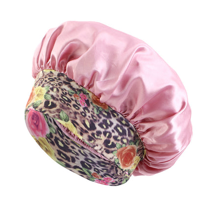 African style printed elastic wide-brimmed satin nightcap beauty makeup hair care hat JDB-405B-3