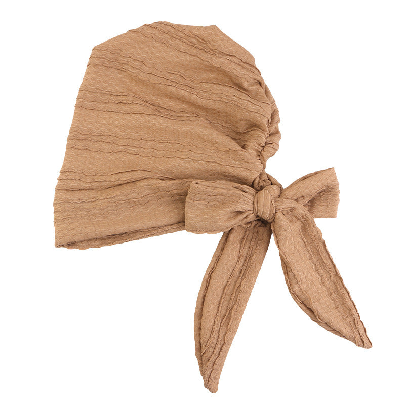 Cross-Border Supply Pleated Style Ribbon Headscarf Hat, Head Wrap Hat, Hair Care Band Hat, Chemotherapy Hat Jdt-31D