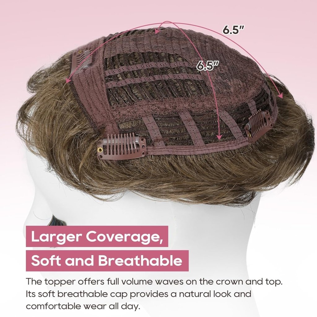 Short Wiglet Hair Topper for Women with Thinning Hair Large Coverage Synthetic Top Grey
