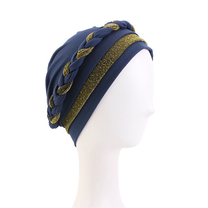 Amazon Supply African Style Shiny Silk Turban Style Turban Hat Braided Chemotherapy Hat Confinement Hat