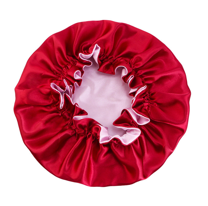 Auricularie Edge Color Solid Color Double Layer Nightcap Contrast Color Tapis Hat Silk Beauty Care Cap JDB-443A-2