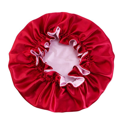 Auricularie Edge Color Solid Color Double Layer Nightcap Contrast Color Tapis Hat Silk Beauty Care Cap JDB-443A-2