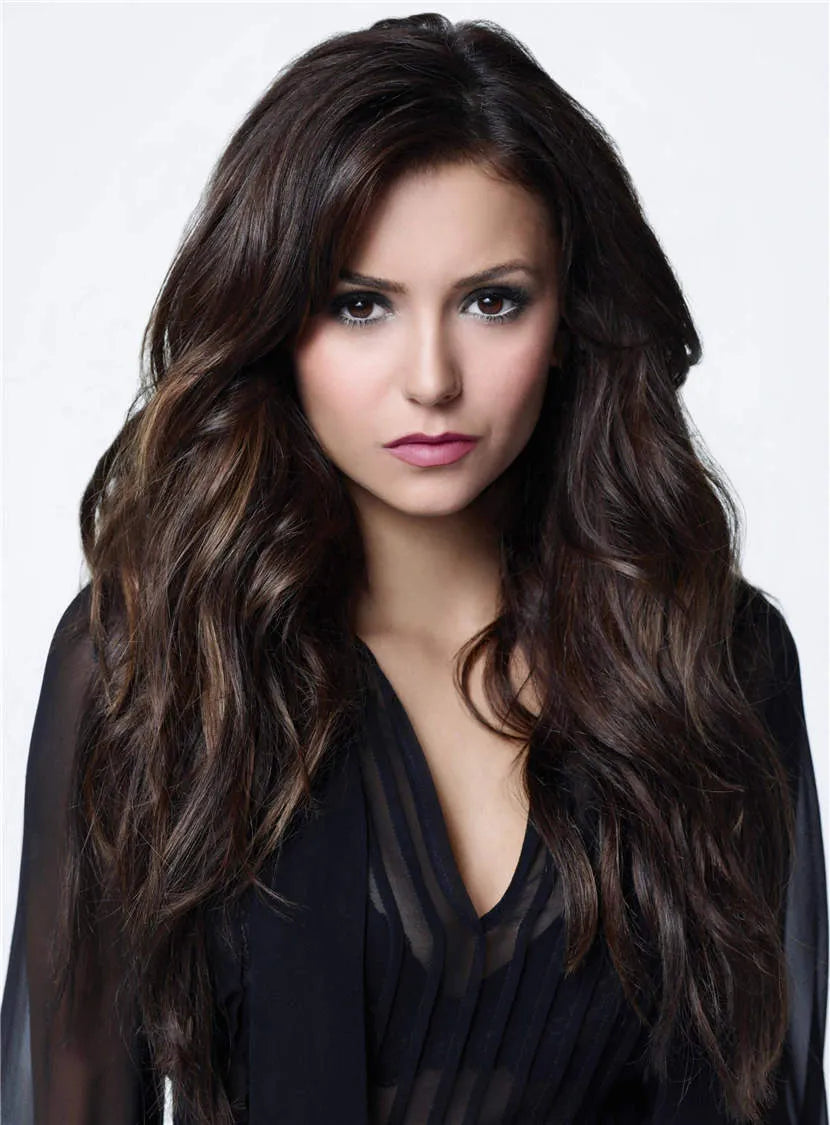 Charming Long Natural Wavy Sexy Human Hair Lace Front Women Wig 26 Inches