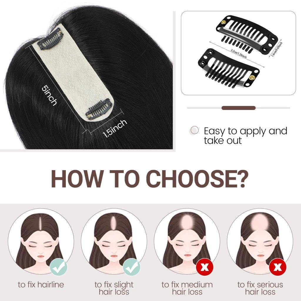 Hair Toppers for Women Real Human Hair 16 Inch for Thinning Hair