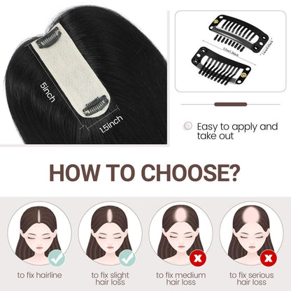 Hair Toppers for Women Real Human Hair 16 Inch for Thinning Hair