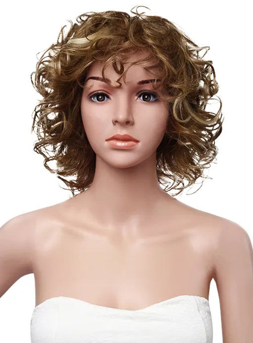 Hot Sale Medium Curly Full Lace Cap Human Hair Wig 12 Inches