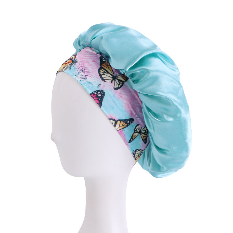 Printed hair band satin round hat nightcap beauty makeup hat headscarf cap JDB-301H